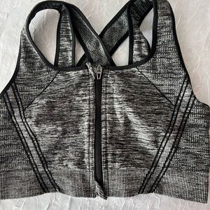 Avia Black and Gray Zip-Front Sports Bra